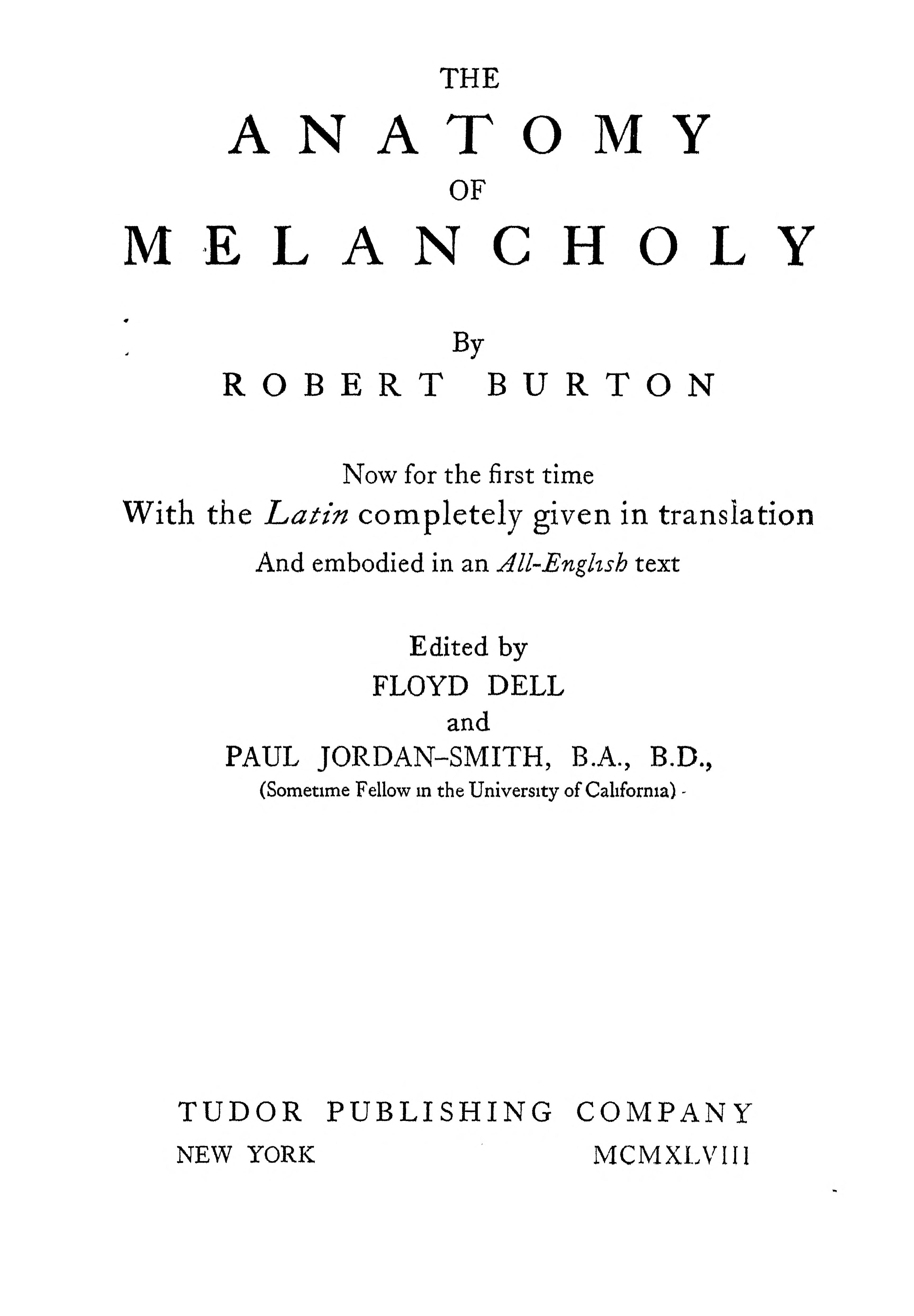 Anatomy of Melancholy