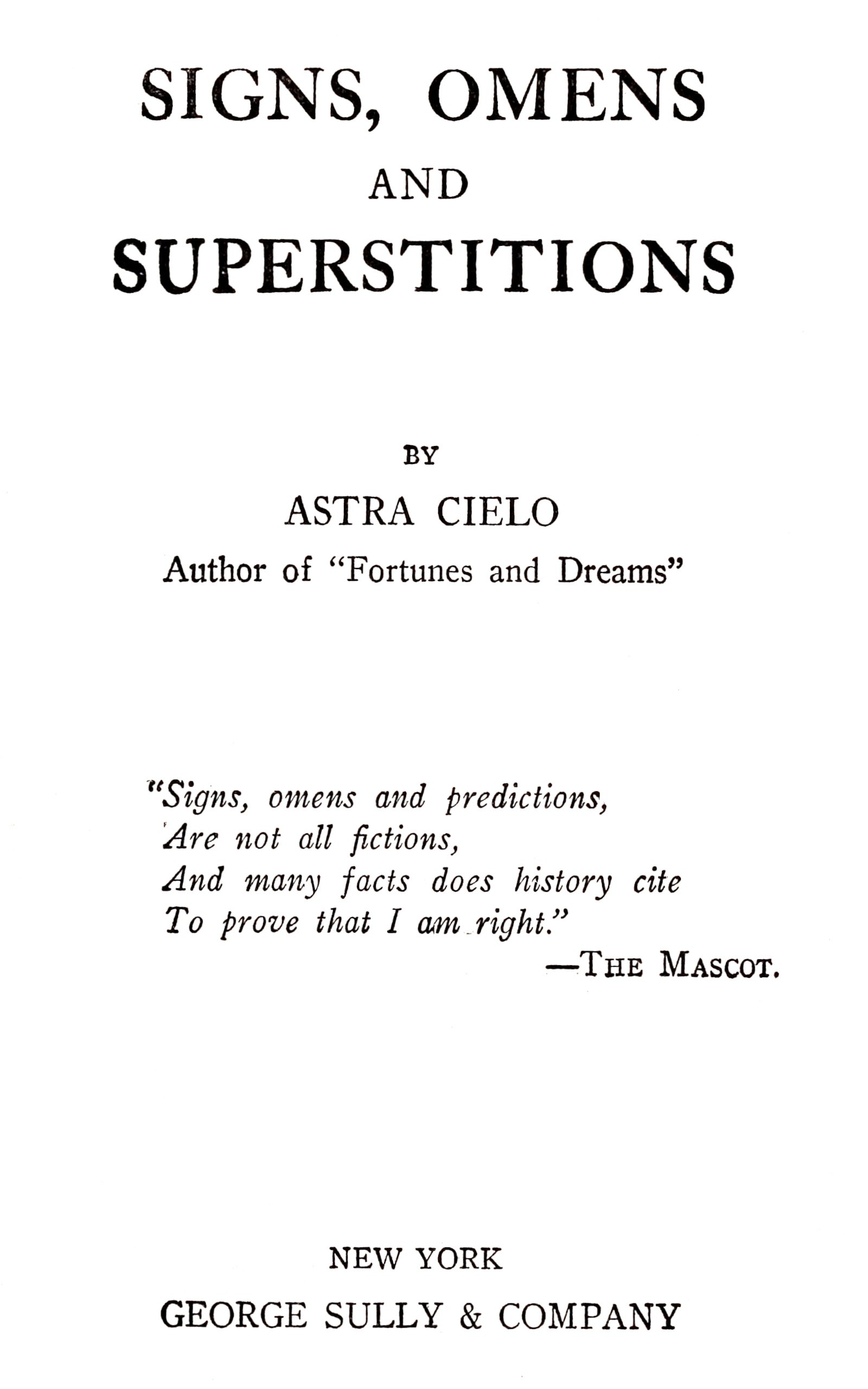 Signs, Omens and Superstitions