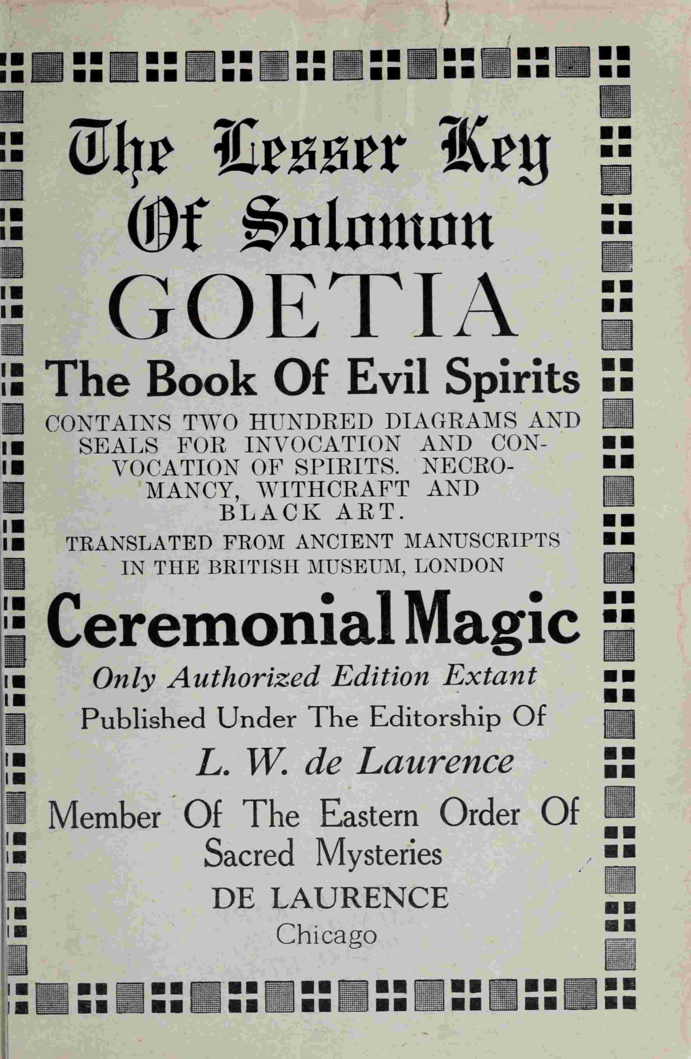 Lesser Key of Solomon (Goetia)