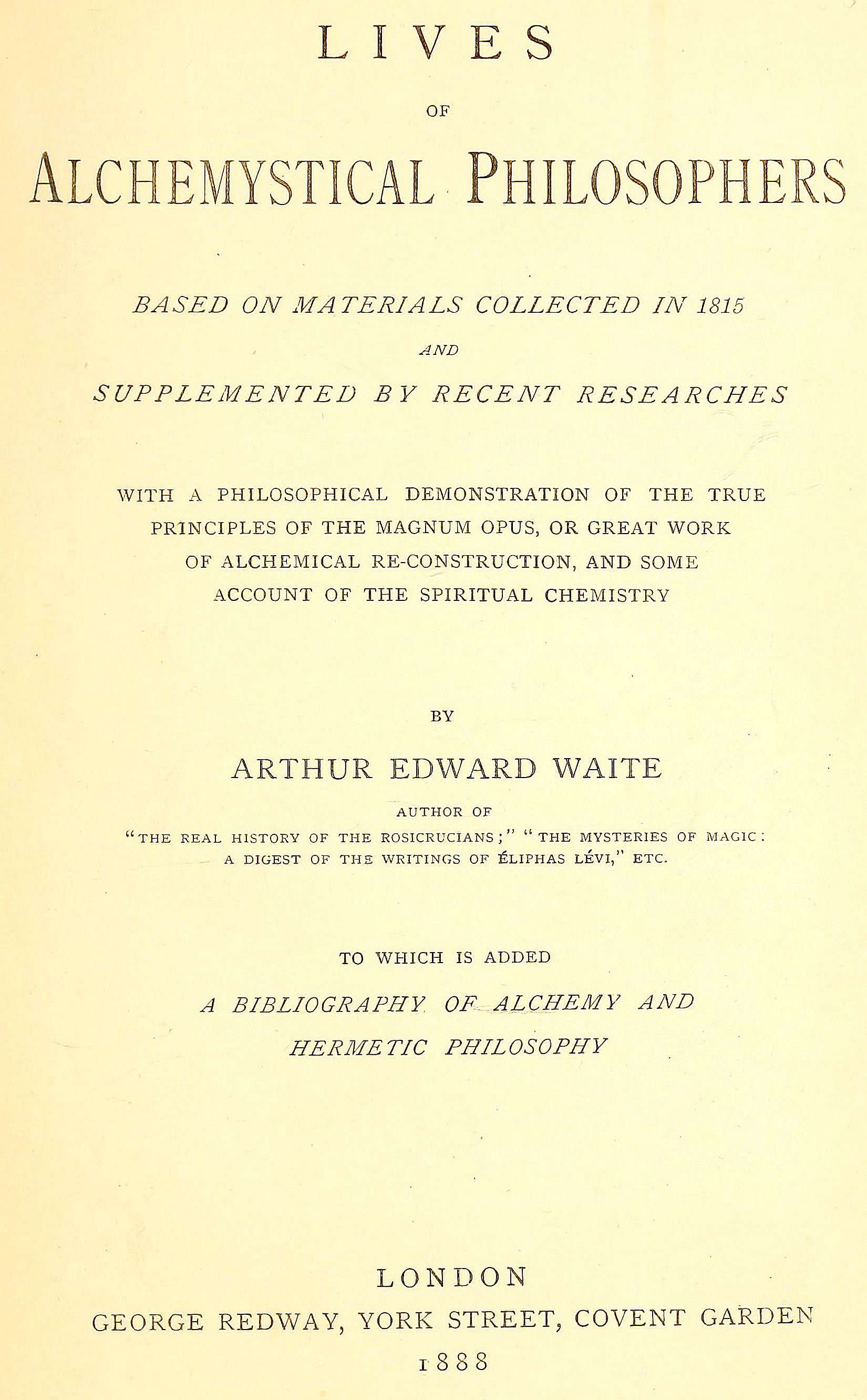 Lives of Alchemystical Philosophers